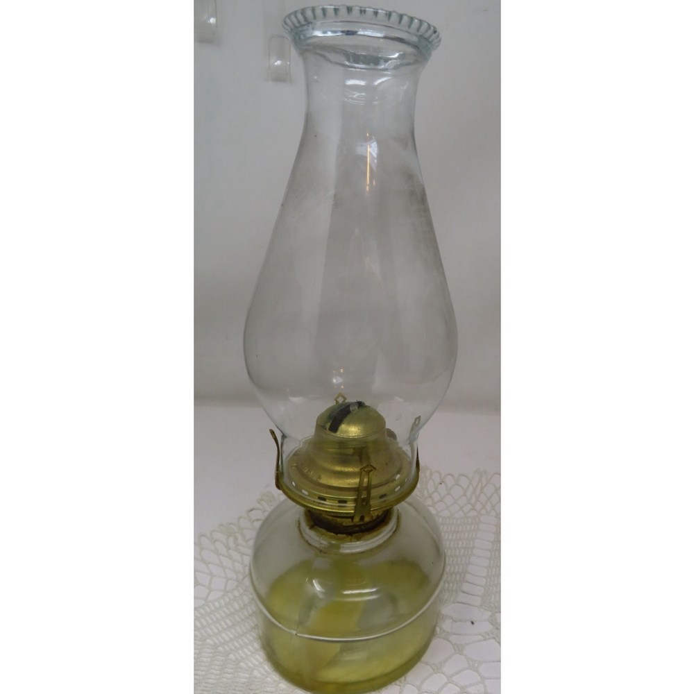 Vintage B&P Clear Glass Kerosene Oil Lamp Base Burner and Wick